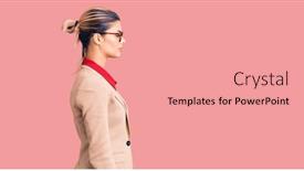  Presentation with business profile - Cool new slide deck with young-beautiful-woman-wearing-business backdrop and a  colored foreground