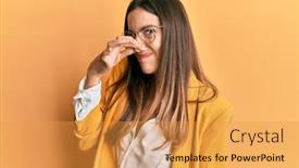  Presentation with breath - Audience pleasing presentation consisting of young-beautiful-woman-wearing-business backdrop and a yellow colored foreground