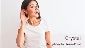  Presentation with hearing - PPT theme with ear listening an hearing background and a lemonade colored foreground