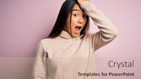  Presentation with memory - Colorful presentation theme enhanced with young-beautiful-woman-wearing-casual backdrop and a soft green colored foreground