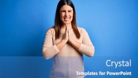  Presentation with praying hands - Cool new slide set with young-beautiful-woman-wearing-casual backdrop and a teal colored foreground