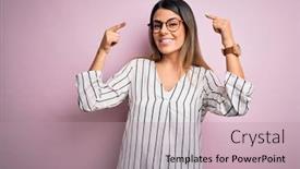  Presentation with great idea - Colorful presentation enhanced with young-beautiful-woman-wearing-casual backdrop and a coral colored foreground