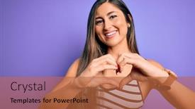  Presentation with purple heart - Colorful PPT layouts enhanced with young-beautiful-woman-wearing-casual backdrop and a red colored foreground