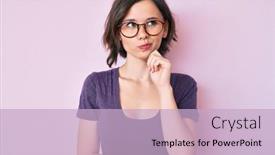  Presentation with clothes - PPT theme enhanced with young-beautiful-woman-wearing-casual background and a lemonade colored foreground