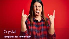  Presentation with red star - Slide deck featuring young-beautiful-woman-wearing-casual background and a tawny brown colored foreground