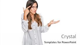  Presentation with think - Cool new presentation with young-beautiful-woman-wearing-casual backdrop and a white colored foreground