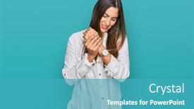  Presentation with arthritis - Slide set featuring young-beautiful-woman-wearing-casual background and a teal colored foreground