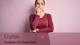  Presentation with pink nails - Beautiful PPT theme featuring young-beautiful-woman-wearing-casual backdrop and a violet colored foreground