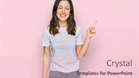  Presentation with finger - Beautiful slide set featuring young-beautiful-woman-wearing-casual and a lemonade colored foreground