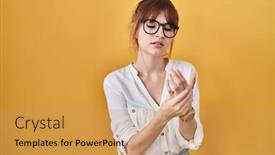  Presentation with arthritis - Presentation theme having young-beautiful-woman-wearing-casual background and a yellow colored foreground