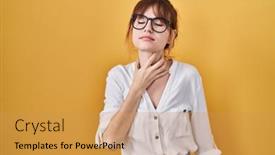  Presentation with sore throat - PPT layouts consisting of young-beautiful-woman-wearing-casual background and a yellow colored foreground