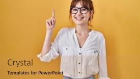  Presentation with number - PPT theme featuring young-beautiful-woman-wearing-casual background and a yellow colored foreground