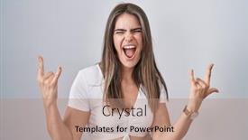  Presentation with rock music - PPT layouts having young-beautiful-woman-wearing-casual background and a coral colored foreground