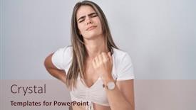  Presentation with back pain - Presentation with young-beautiful-woman-wearing-casual background and a  colored foreground