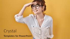  Presentation with far away - Theme consisting of young-beautiful-woman-wearing-casual background and a  colored foreground