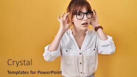  Presentation with deaf - Slide deck featuring young-beautiful-woman-wearing-casual background and a yellow colored foreground