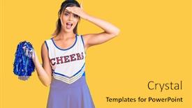  Presentation with memory - Colorful theme enhanced with young-beautiful-woman-wearing-cheerleader backdrop and a yellow colored foreground