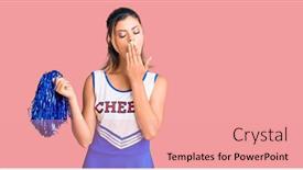  Presentation with sleepiness - Presentation theme enhanced with young-beautiful-woman-wearing-cheerleader background and a coral colored foreground