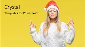  Presentation with beautiful reof christmas season - Cool new presentation theme with young beautiful woman wearing christmas backdrop and a yellow colored foreground