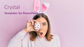  Presentation with bunny - Colorful presentation enhanced with young-beautiful-woman-wearing-cute backdrop and a lemonade colored foreground