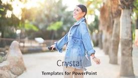  Presentation with denim - Amazing slides having young-beautiful-woman-wearing-denim backdrop and a soft green colored foreground