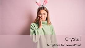  Presentation with easter - Presentation with young-beautiful-woman-wearing-easter background and a lemonade colored foreground