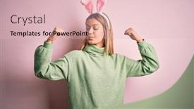  Presentation with easter - Presentation having young-beautiful-woman-wearing-easter background and a lemonade colored foreground