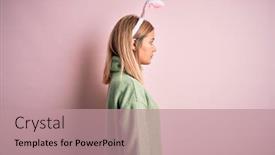  Presentation with pink and green nature - PPT theme having young-beautiful-woman-wearing-easter background and a coral colored foreground