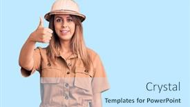  Presentation with explorer - Presentation enhanced with young-beautiful-woman-wearing-explorer background and a white colored foreground