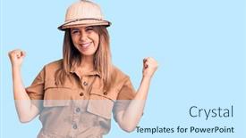  Presentation with explorer - Cool new presentation design with young-beautiful-woman-wearing-explorer backdrop and a cool aqua colored foreground