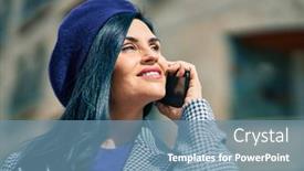  Presentation with city - Slides having young-beautiful-woman-wearing-french background and a seafoam green colored foreground