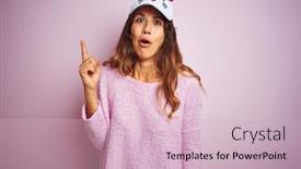  Presentation with pink cat - Slide set with cute kawaii - young beautiful woman wearing funny background and a soft green colored foreground