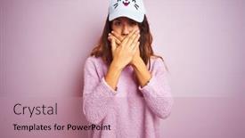  Presentation with pink cat - Slide deck featuring young-beautiful-woman-wearing-funny background and a coral colored foreground