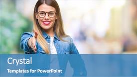  Presentation with friendly - PPT layouts consisting of young beautiful woman wearing glasses isolated background smiling friendly offering handshake greeting welcoming successful business background and a teal colored foreground