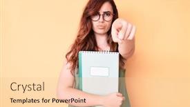  Presentation with book glasses - Colorful theme enhanced with young-beautiful-woman-wearing-glasses backdrop and a lemonade colored foreground