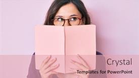  Presentation with book glasses - Theme having young-beautiful-woman-wearing-glasses background and a lemonade colored foreground