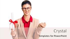  Presentation with diploma - Theme enhanced with young-beautiful-woman-wearing-glasses background and a lemonade colored foreground