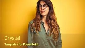  Presentation with beautiful green - PPT theme with young-beautiful-woman-wearing-green background and a tawny brown colored foreground