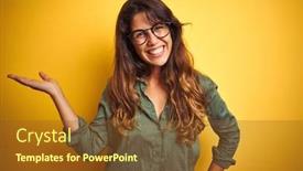  Presentation with beautiful-green - Beautiful theme featuring shirt and glasses over yelllow backdrop and a tawny brown colored foreground