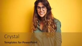  Presentation with beautiful green - Cool new PPT theme with young-beautiful-woman-wearing-green backdrop and a gold colored foreground