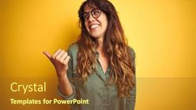  Presentation with beautiful-green - Beautiful PPT theme featuring young-beautiful-woman-wearing-green backdrop and a tawny brown colored foreground