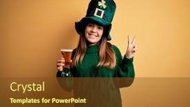  Presentation with green glass - Amazing slide deck having young-beautiful-woman-wearing-green backdrop and a tawny brown colored foreground