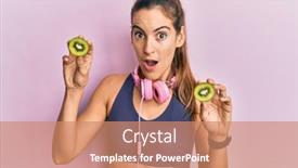  Presentation with kiwi - Audience pleasing slide set consisting of young-beautiful-woman-wearing-gym backdrop and a coral colored foreground
