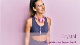  Presentation with gym - Cool new PPT theme with young-beautiful-woman-wearing-gym backdrop and a  colored foreground