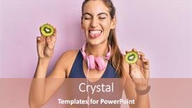  Presentation with gym - Slide set featuring young-beautiful-woman-wearing-gym background and a coral colored foreground