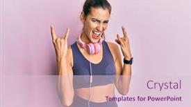  Presentation with rock music - Theme consisting of young-beautiful-woman-wearing-gym background and a lemonade colored foreground