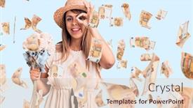  Presentation with hand holding flowers - Amazing slide deck having young-beautiful-woman-wearing-hat backdrop and a lemonade colored foreground