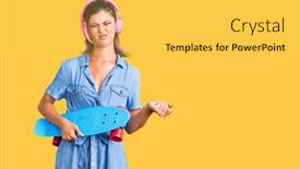  Presentation with yelling - Cool new theme with young-beautiful-woman-wearing-headphones backdrop and a yellow colored foreground