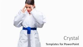  Presentation with kimono - Amazing slide deck having young beautiful woman wearing karate backdrop and a white colored foreground