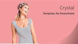  Presentation with king crown - Slide set having young-beautiful-woman-wearing-king background and a coral colored foreground